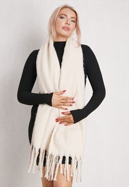 Cream Knit Soft Touch Thick Scarf