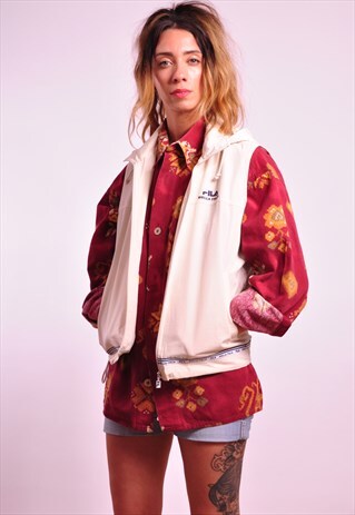 VINTAGE FILA 90S RETRO SLEEVELESS HOODED JACKET