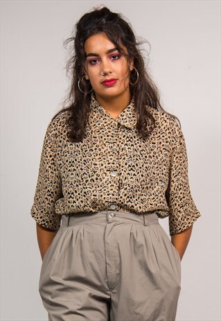 VINTAGE 90'S LEOPARD PRINT SHORT SLEEVE SHIRT