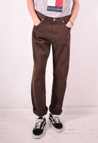 LEVI'S 501 MENS VINTAGE JEANS W36 L34 BROWN 90S