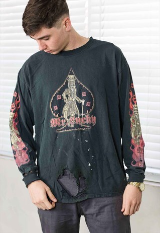 VINTAGE DISTRESSED MR. LUCKY T-SHIRT LOGO 90S XL 10.9