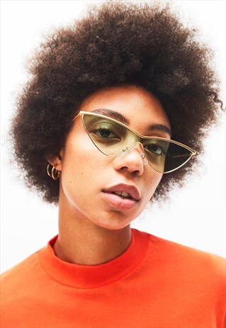 VIVIAN - GREEN CAT EYE VISOR SUNGLASSES