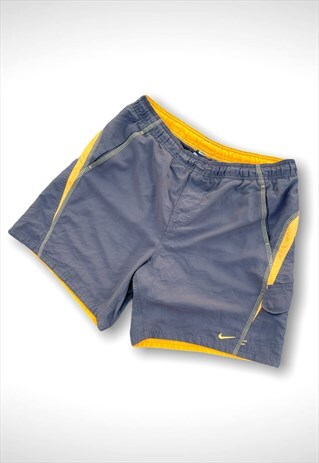 VINTAGE NIKE SHORTS SPORTS GREY ORANGE LARGE