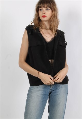VINTAGE LEVIS SLEEVELESS HOODIE BLACK