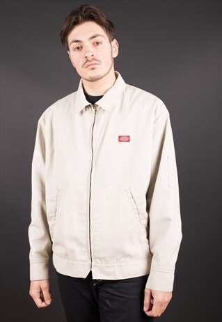 BEIGE ZIP UP HARRINGTON JACKET BY DICKIES