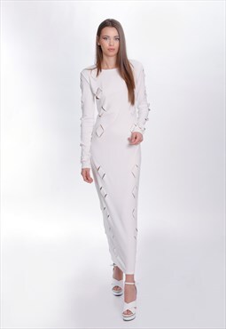 White goddess bodycon dress