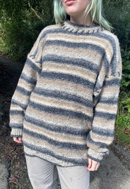 Vintage Grandad Chunky Knitted Patterned Jumper