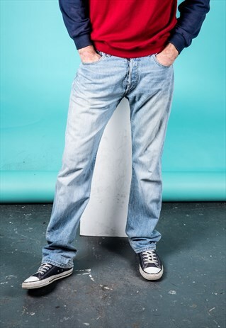 VINTAGE LEVI'S 501 JEANS IN BLUE DENIM WITH PAINT MARKS