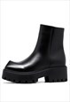 GRUNGE CHUNKY BOOTS EDGY SQUARE TOE PLATFORM SHOES IN BLACK