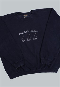 Vintage 90's Sweatshirt Navy Grandpa Jumper XLarge