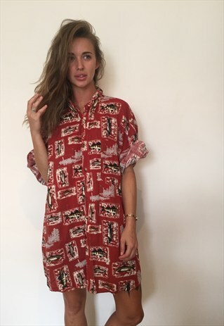 CRAZY PATTERNED VINTAGE RETRO FESTIVAL OVERSIZED SHIRTRAZY P