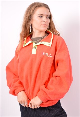VINTAGE FILA FLEECE SWEATSHIRT JUMPER ORANGE