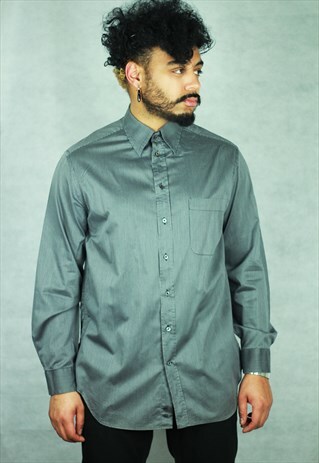 VINTAGE ARMANI STRIPED GREY SHIRT