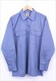 Vintage Dickies Shirt Blue Long Sleeve With Logo Tab 90s