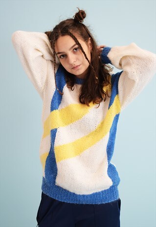 90'S RETRO SLOUCHY ABSTRACT PATTERN KNIT JUMPER