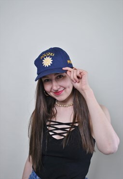 90s police cap, vintage blue police worker cap