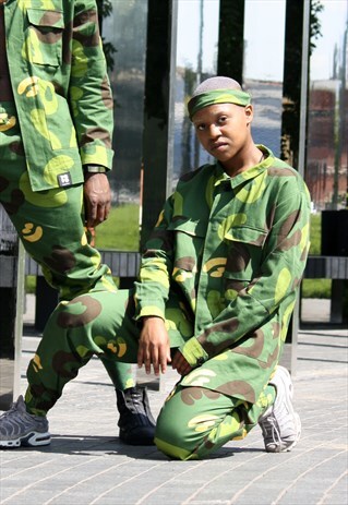 COTTON DRILL JOGGERS ALLOVER CAMOUFLAGE GREEN JUNGLE
