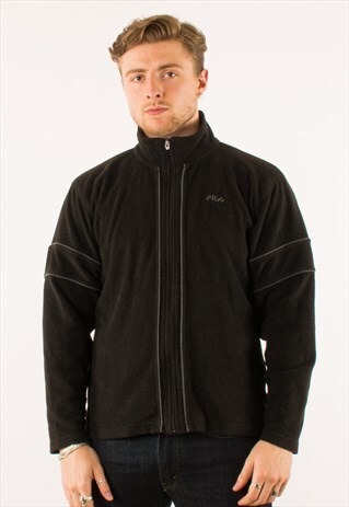 VINTAGE BLACK FILA FULL ZIP FLEECE