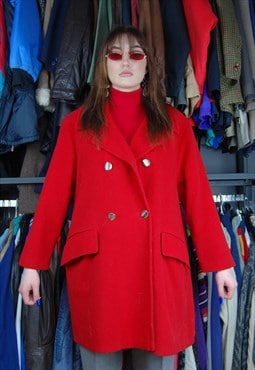Vintage 80's baggy glam funky trench coat jacket bright red