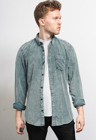 VINTAGE CORDUROY CORD SHIRT BLUE