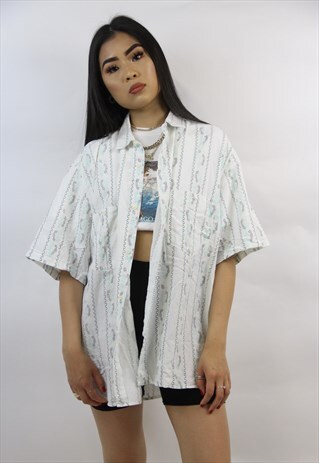 VINTAGE WHITE PATTERNED 90'S SHIRT