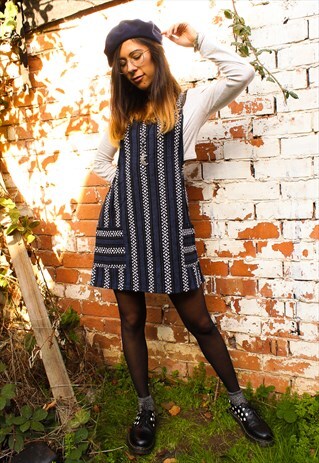 FAIRTRADE NAVY & WHITE DUNGAREE / OVERALL DRESS