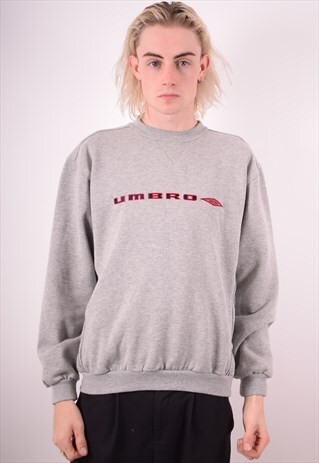 UMBRO MENS VINTAGE SWEATSHIRT JUMPER MEDIUM GREY 90S