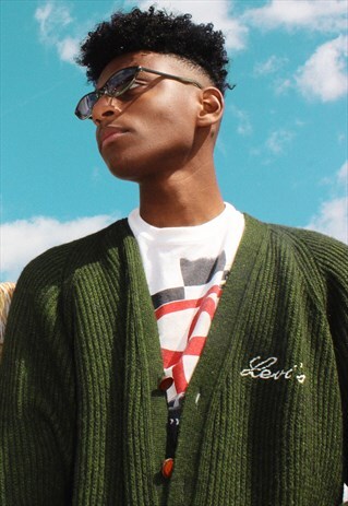 VINTAGE LEVI'S FOREST GREEN KNITTED CARDIGAN