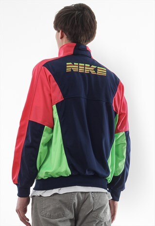 VINTAGE NIKE TRACKSUIT TRACK TOP 90S NAVY BLUE PINK GREEN