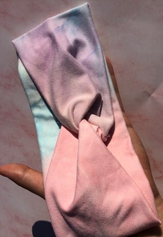 PASTEL BLUE PINK YELLOW CROSS KNOT COTTON HEADBAND