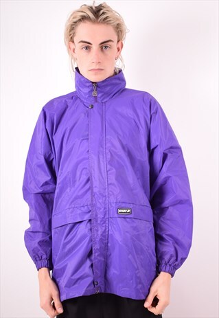 K-WAY MENS VINTAGE RAIN JACKET MEDIUM PURPLE 90S