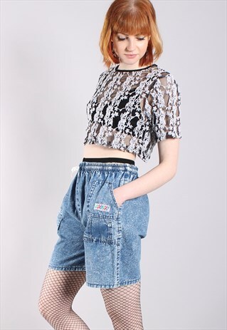 VINTAGE 80S ACID WASH DENIM SHORTS
