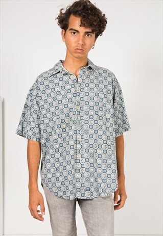 VINTAGE 80S CRAZY PRINT SHIRT / S1731