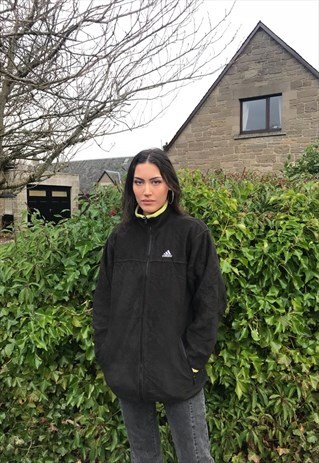 VINTAGE ADIDAS UNISEX FLEECE JACKET BLACK