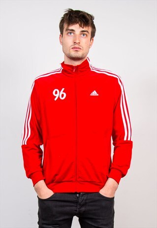 VINTAGE 90'S ADIDAS RED TRACKSUIT JACKET TOP