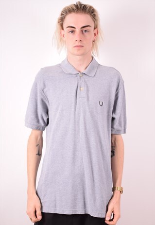 RALPH LAUREN CHAPS MENS VINTAGE POLO SHIRT LARGE GREY 90S