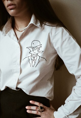 HAND EMBROIDERED MAGRITTE WHITE SHIRT