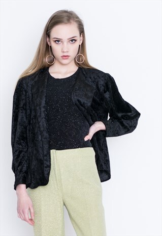 VINTAGE BLACK VELVET RETRO JACKET