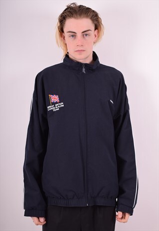 REEBOK MENS VINTAGE TRACKSUIT TOP JACKET XL BLUE 90S
