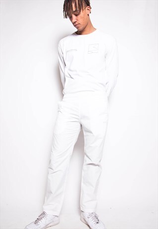 VINTAGE 90S CHAMPION WHITE TRACK PANTS ID:7582