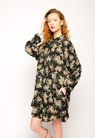 MULTI SMALL FLORAL DAISY PIRNT WHITE SHIRT DRESS OVERSIZED