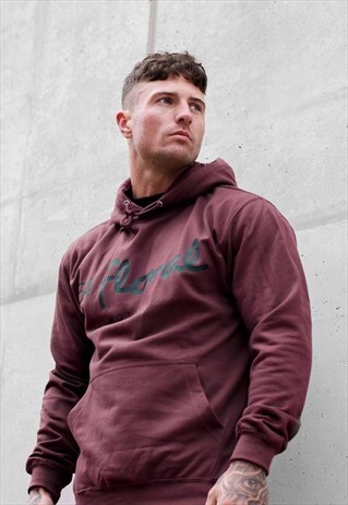 LARGE GRAPHIC PULLOVER HOODY - MAROON RED BURGUNDY