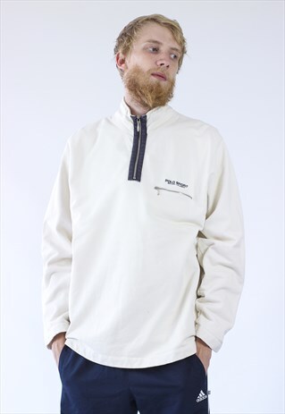 VINTAGE MENS POLO SPORT HALF ZIP PULLOVER SWEATSHIRT