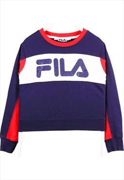 Vintage 90's Fila Sweatshirt Spellout Logo Crewneck Blue