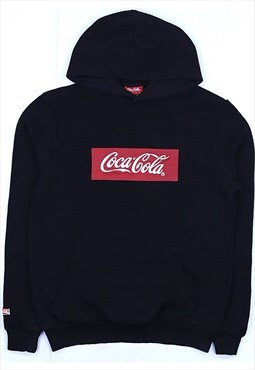 Coca Cola 90's Spellout Pullover Hoodie Medium Black