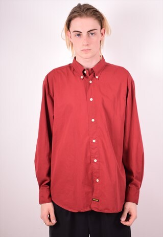 WRANGLER MENS VINTAGE SHIRT LARGE MAROON 90S