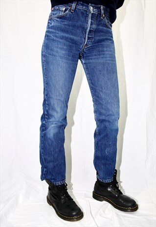 VINTAGE DARK BLUE WASHED HIGH RISE 501 JEANS 056