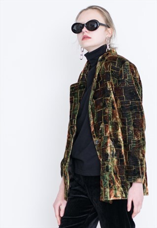 VINTAGE MULTI PATTERNED VELVET RETRO JACKET