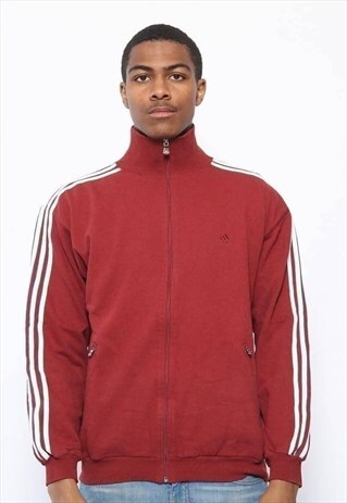 VINTAGE ADIDAS FULL ZIP LOGO SWEATSHIRT RED