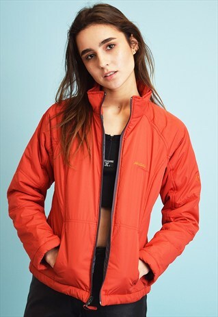 VINTAGE 90'S RETRO SPORTS RED THIN PUFFER PADDED JACKET